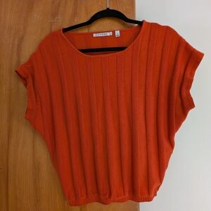 Cyrus Orange Knit Short Sleeve Top